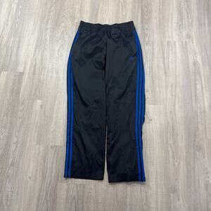 Vintage Adidas Track Pants Men's Medium Black Blue Windbreaker Stripe Baggy y2k